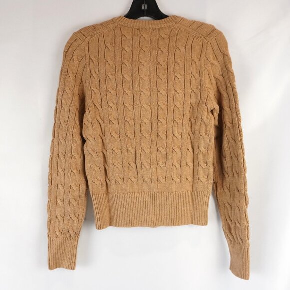Polo Ralph Lauren Cable Knit Cotton Cardigan in Camel Brown Size Small - NWT - Picture 2 of 9